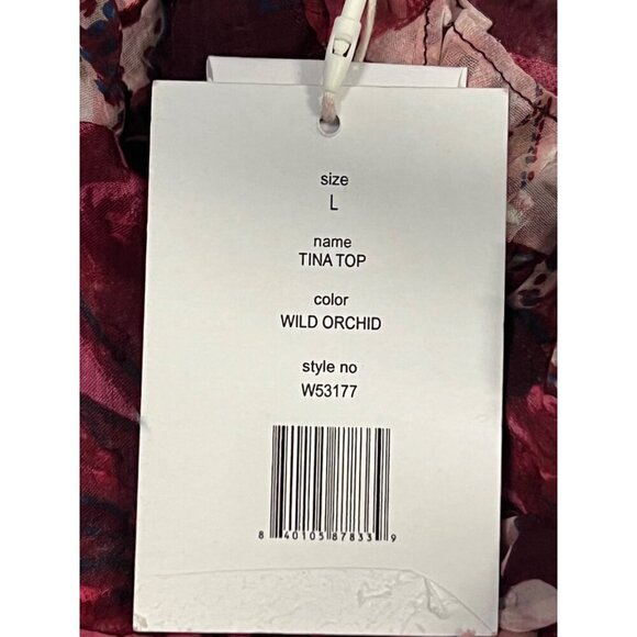 Walter Baker Large L Tina Top Wild Orchid Floral Long Sleeve Blouse Ruffle New - Picture 8 of 9